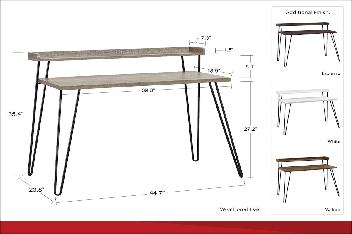 Dorel Haven Retro Desk with Riser | White-5