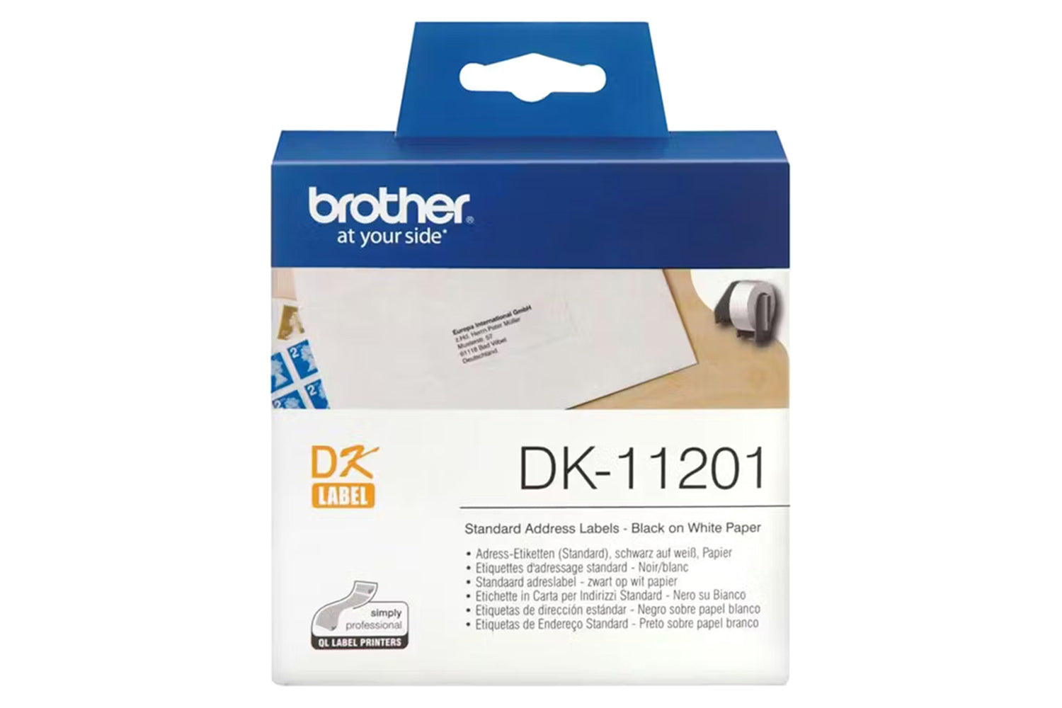 Brother DK-11201 Genuine Label Roll | 90mm | Black/White-2