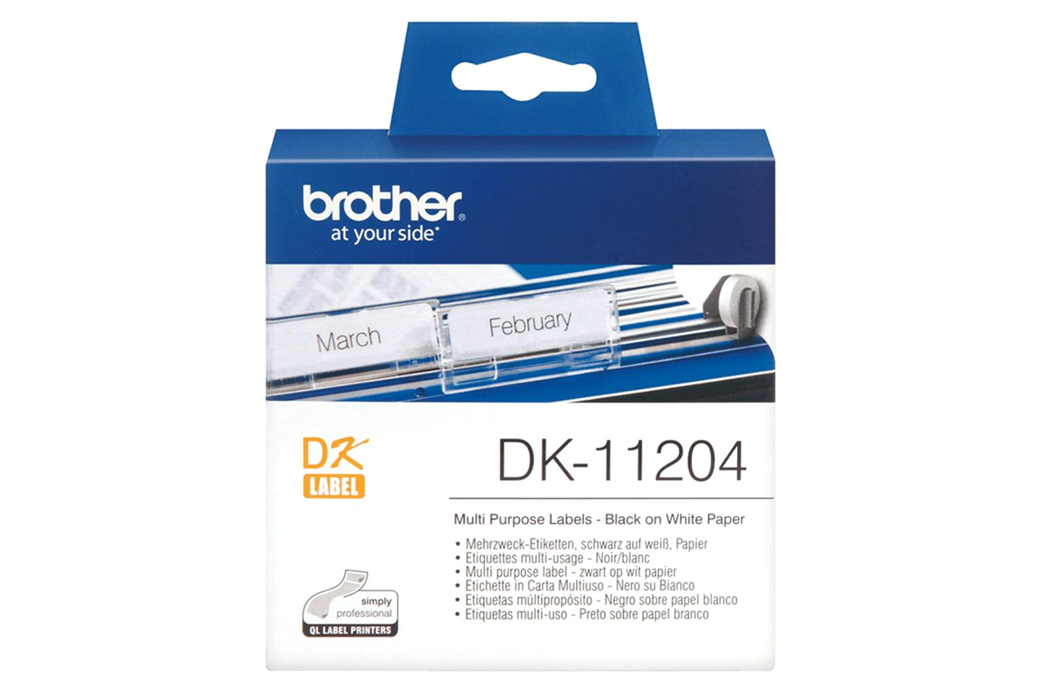 Brother DK-11204 Genuine Label Roll | 17 x 54mm | Black/White-2