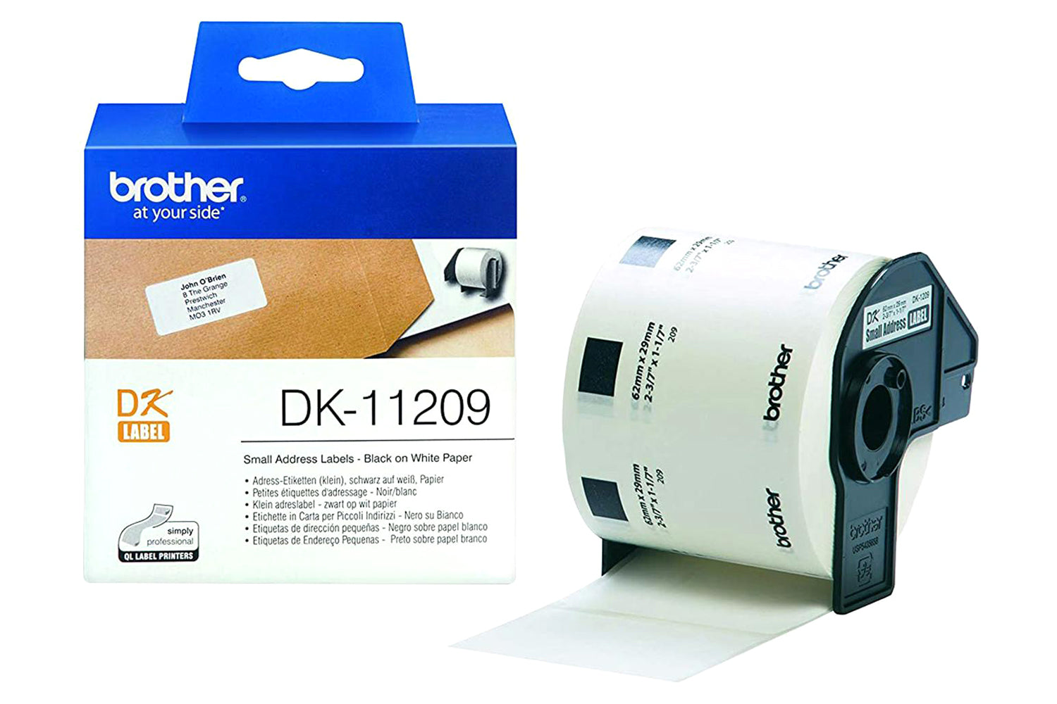 Brother DK-11209 Label Roll | 29 x 62mm | Black/White-2
