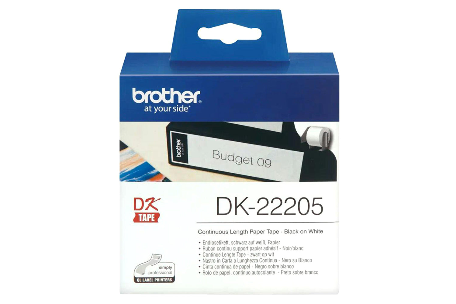 Brother DK-22205 Paper Label Roll | 62mm | Black/White