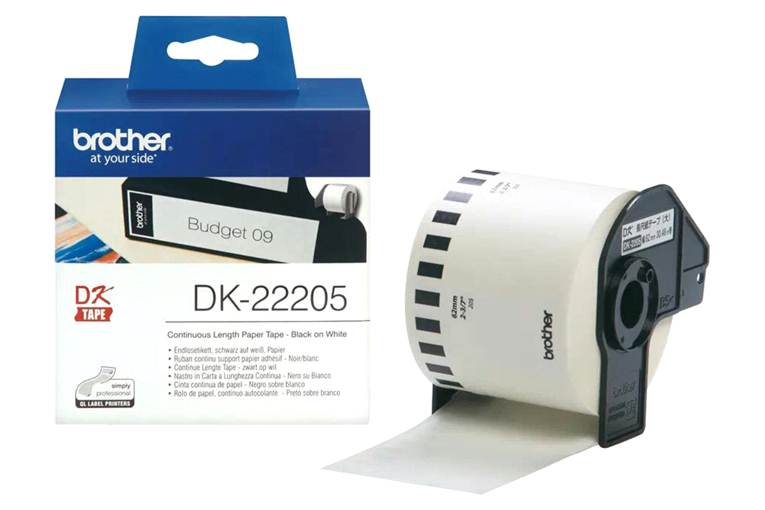 Brother DK-22205 Paper Label Roll | 62mm | Black/White-3