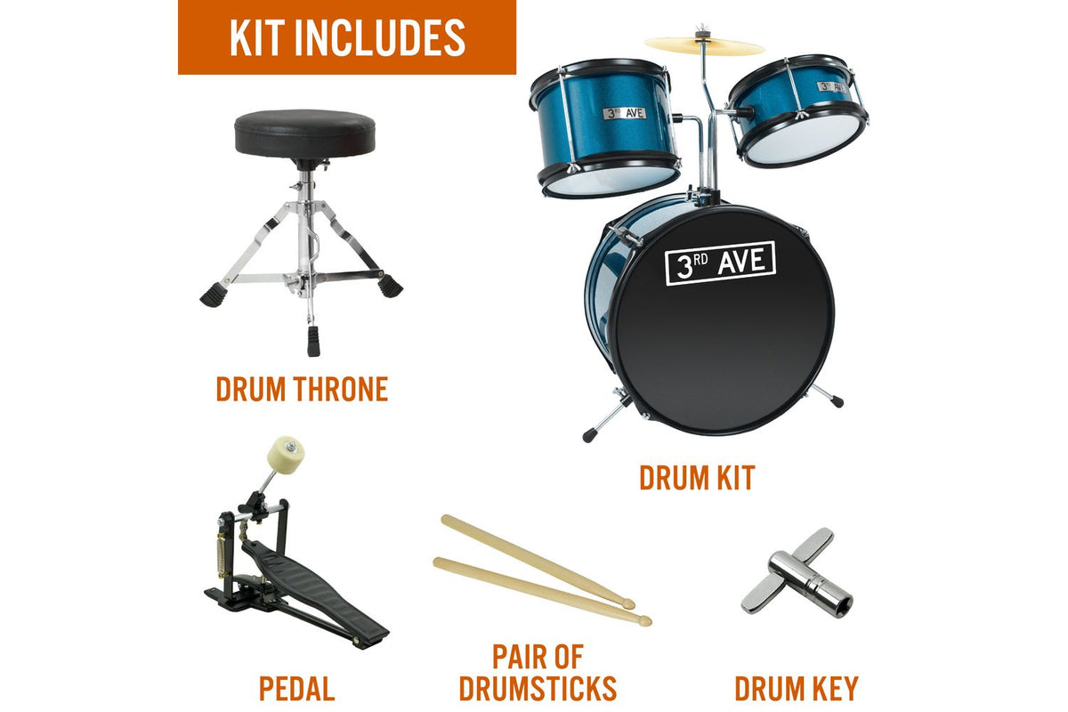 3rd Avenue 3 Piece Beginner Drum Kit - Shine Green-3