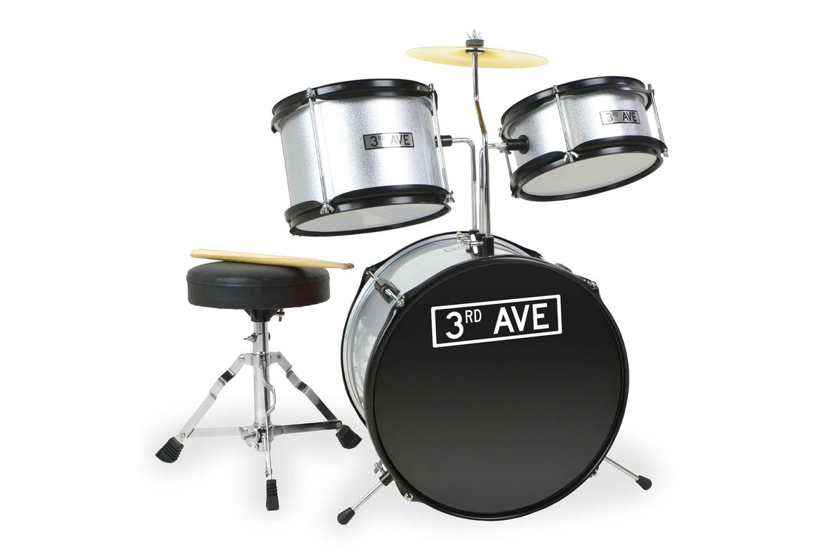 3rd Avenue 3 Piece Beginner Drum Kit - Silver