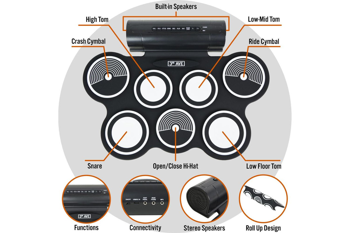 3rd Avenue Roll Up Drum Kit-4