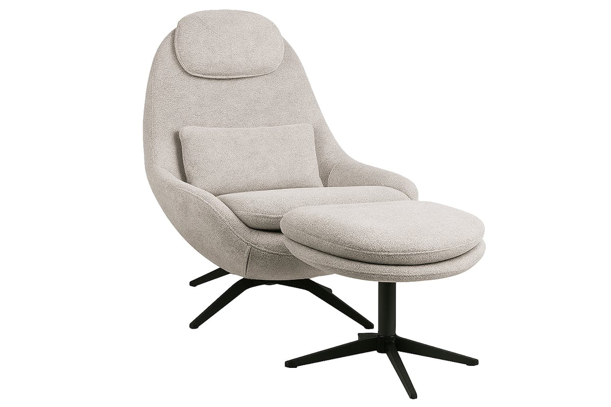 Maye Accent Chair with Footstool | Fabric | Grey