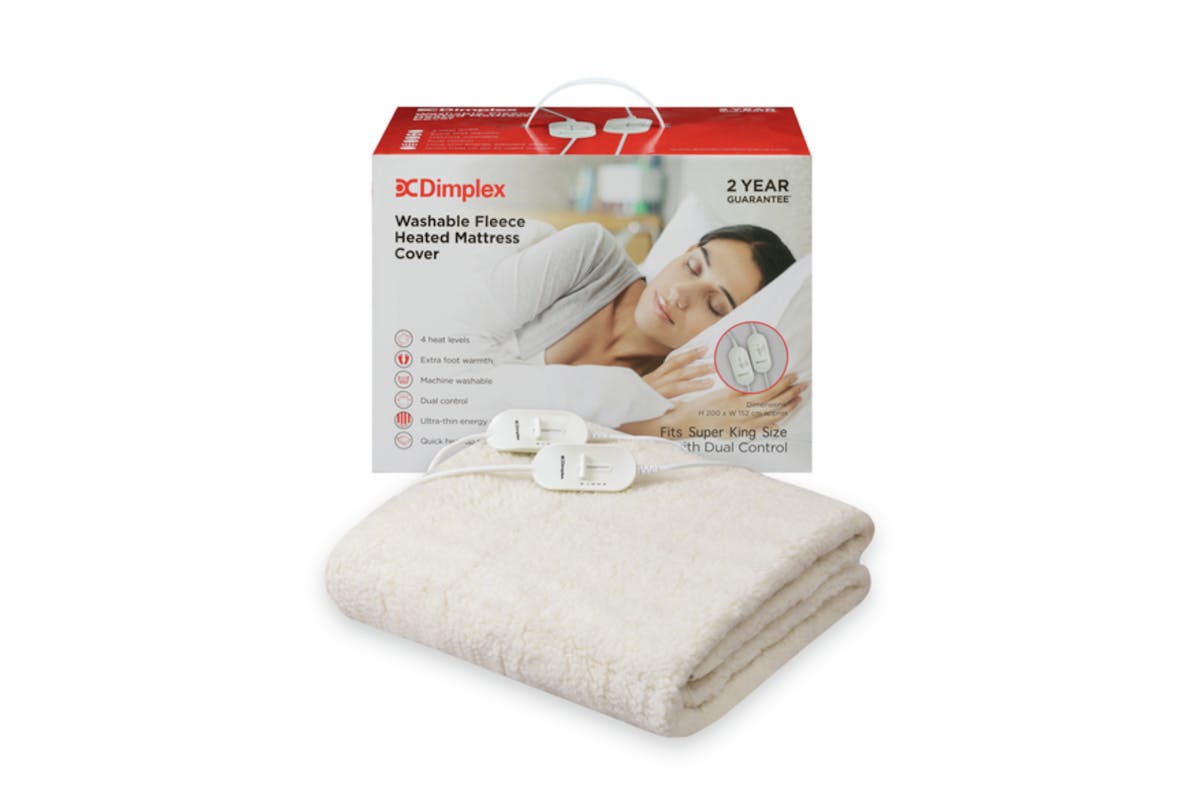 Dimplex Washable Fleece Heated Mattress Cover | Super King | DMC3004 | White-2
