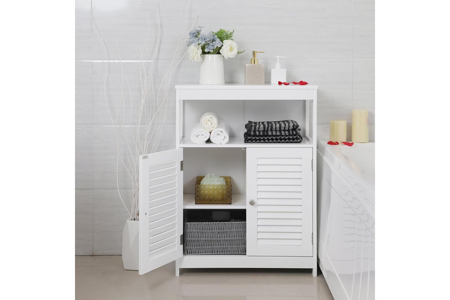Vasagle  Freestanding Bathroom Cabinet with Shelf | White-3
