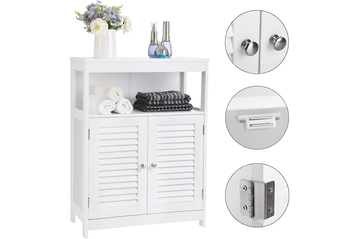 Vasagle  Freestanding Bathroom Cabinet with Shelf | White-7