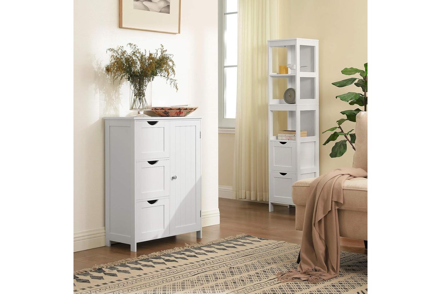 Vasagle  Bathroom Storage Cabinet with 3 Drawers | White-2