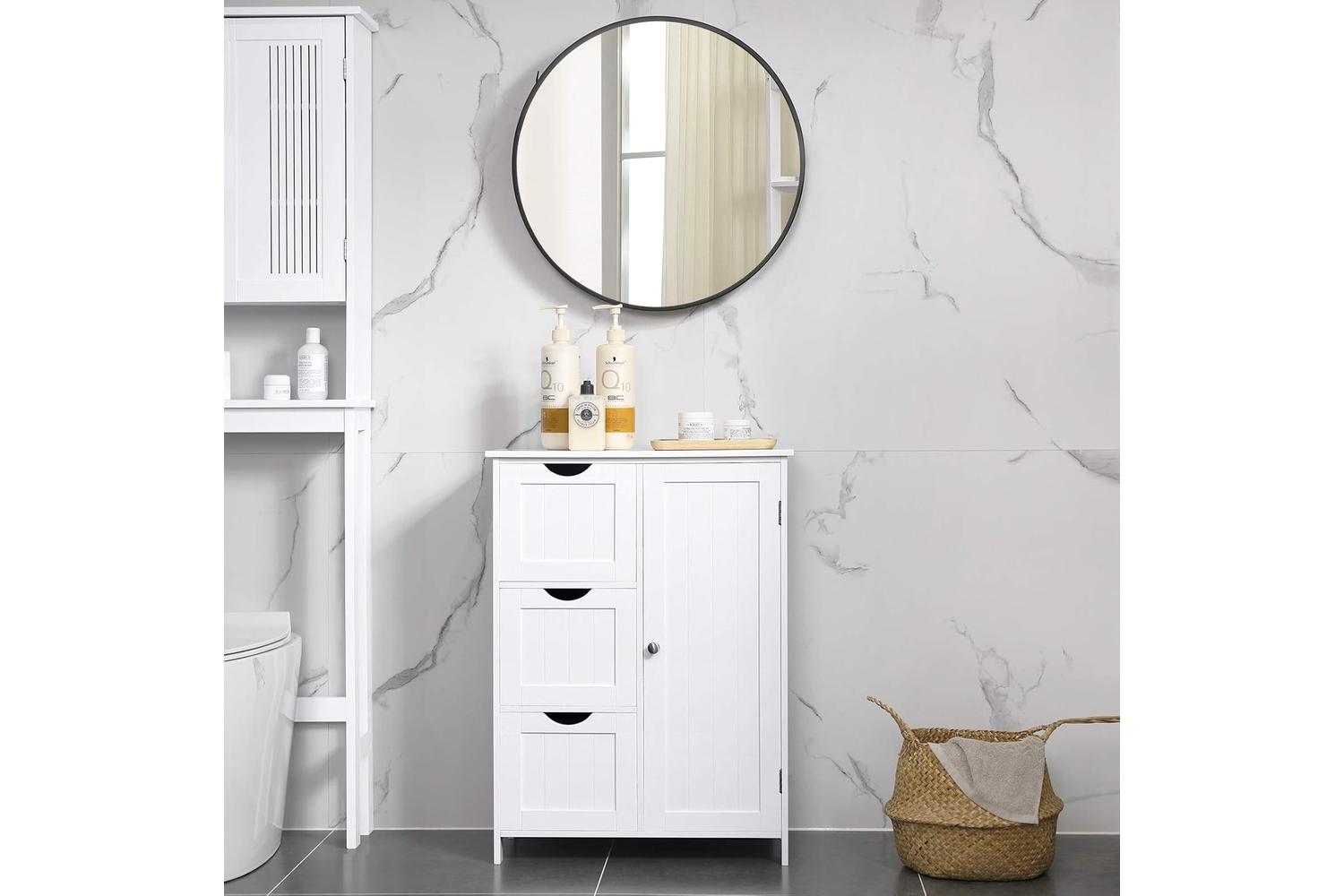 Vasagle  Bathroom Storage Cabinet with 3 Drawers | White-3