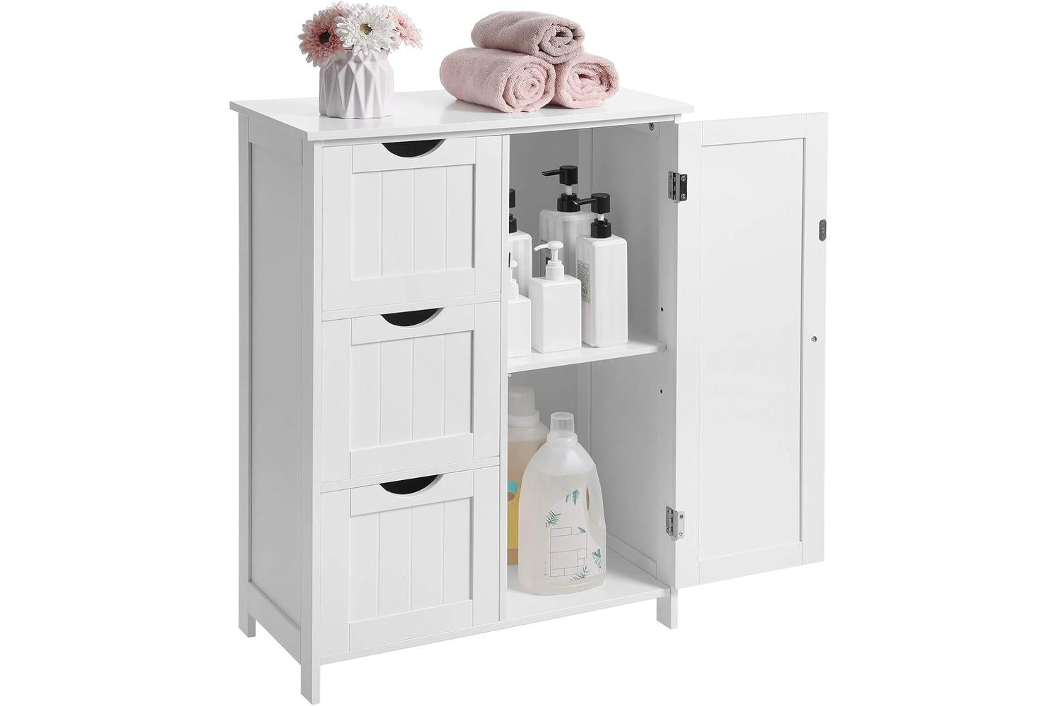 Vasagle  Bathroom Storage Cabinet with 3 Drawers | White-5