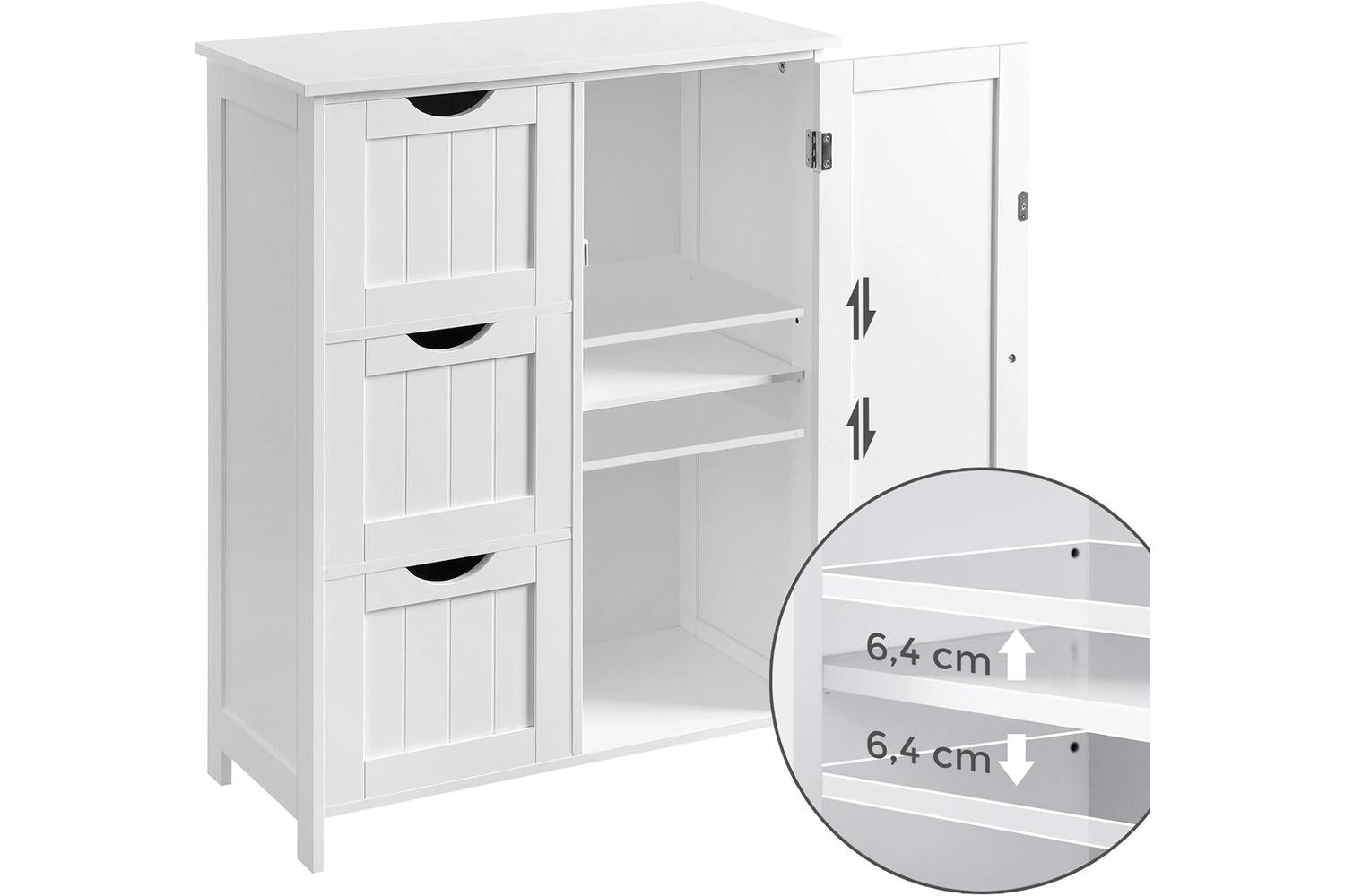 Vasagle  Bathroom Storage Cabinet with 3 Drawers | White-6
