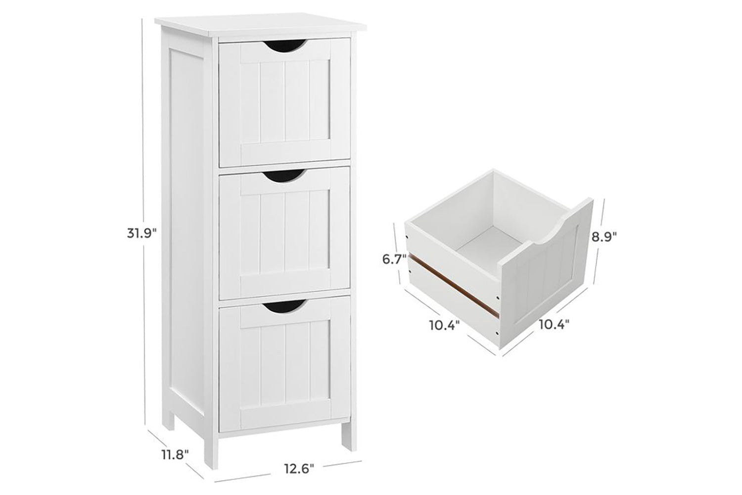 Vasagle  Floor Cabinet with 3 Drawers | Matte White-6
