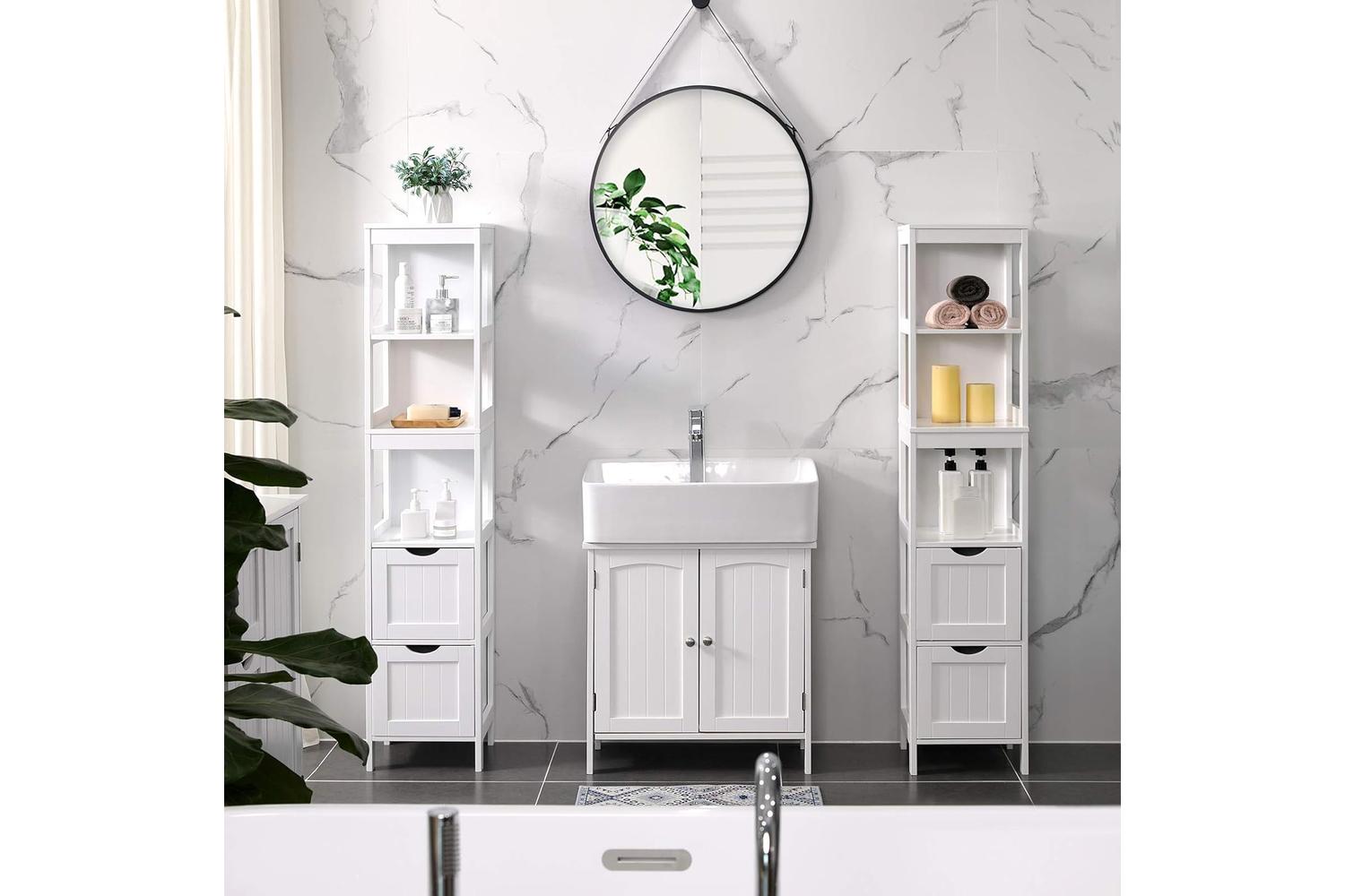 Vasagle  Linen Tower with 2 Drawers for Bathroom | White-2