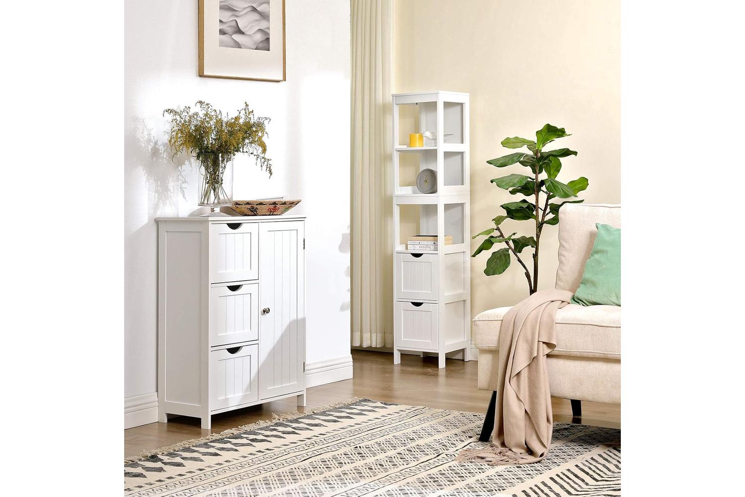 Vasagle  Linen Tower with 2 Drawers for Bathroom | White-3