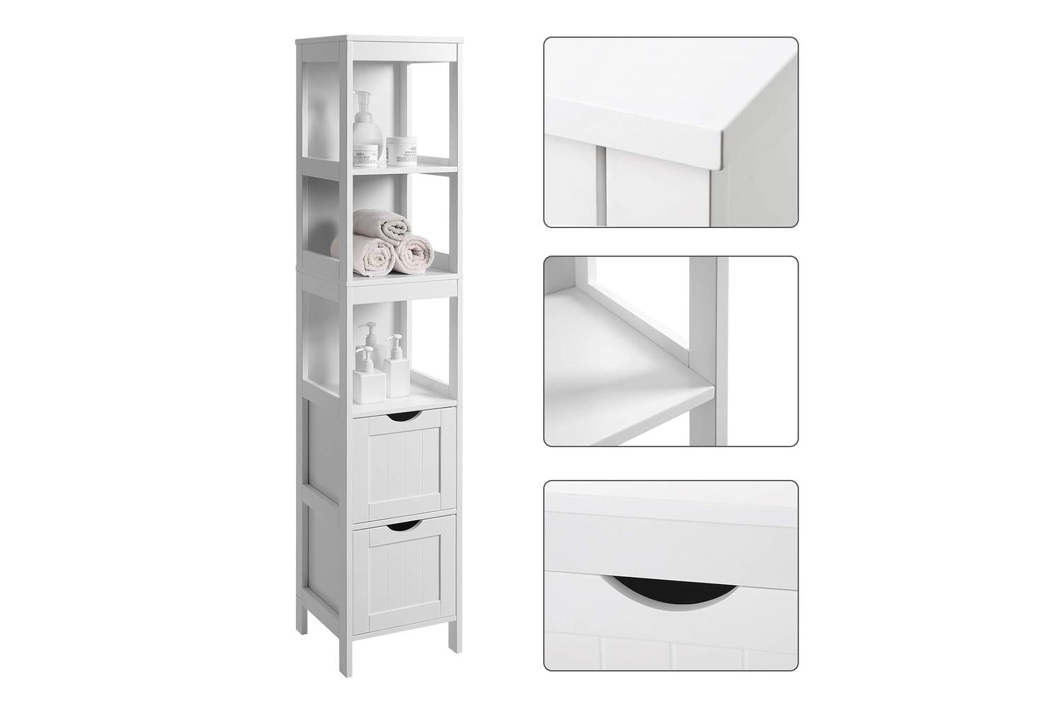 Vasagle  Linen Tower with 2 Drawers for Bathroom | White-6