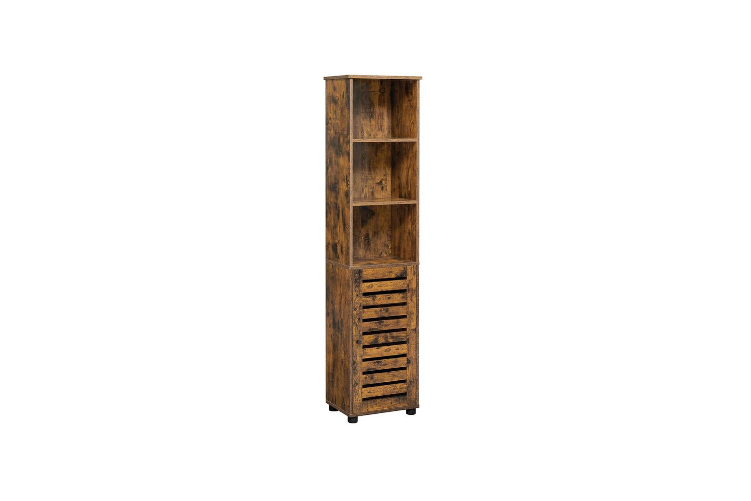 Vasagle Slim Storage Cabinet with Shelves | Rustic Brown-2