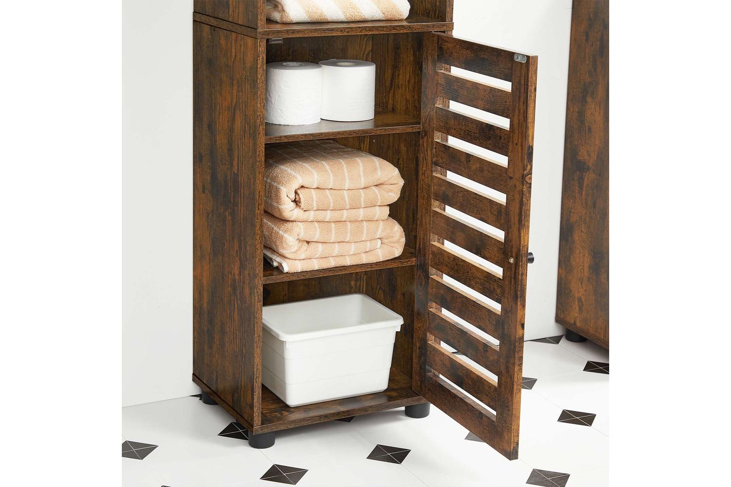 Vasagle Slim Storage Cabinet with Shelves | Rustic Brown-6