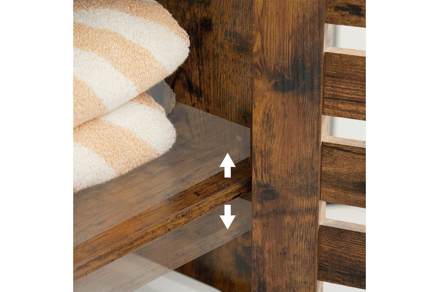 Vasagle Slim Storage Cabinet with Shelves | Rustic Brown-7
