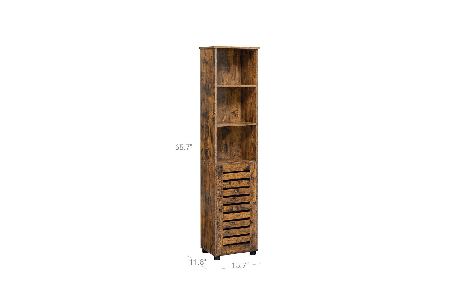 Vasagle Slim Storage Cabinet with Shelves | Rustic Brown-8