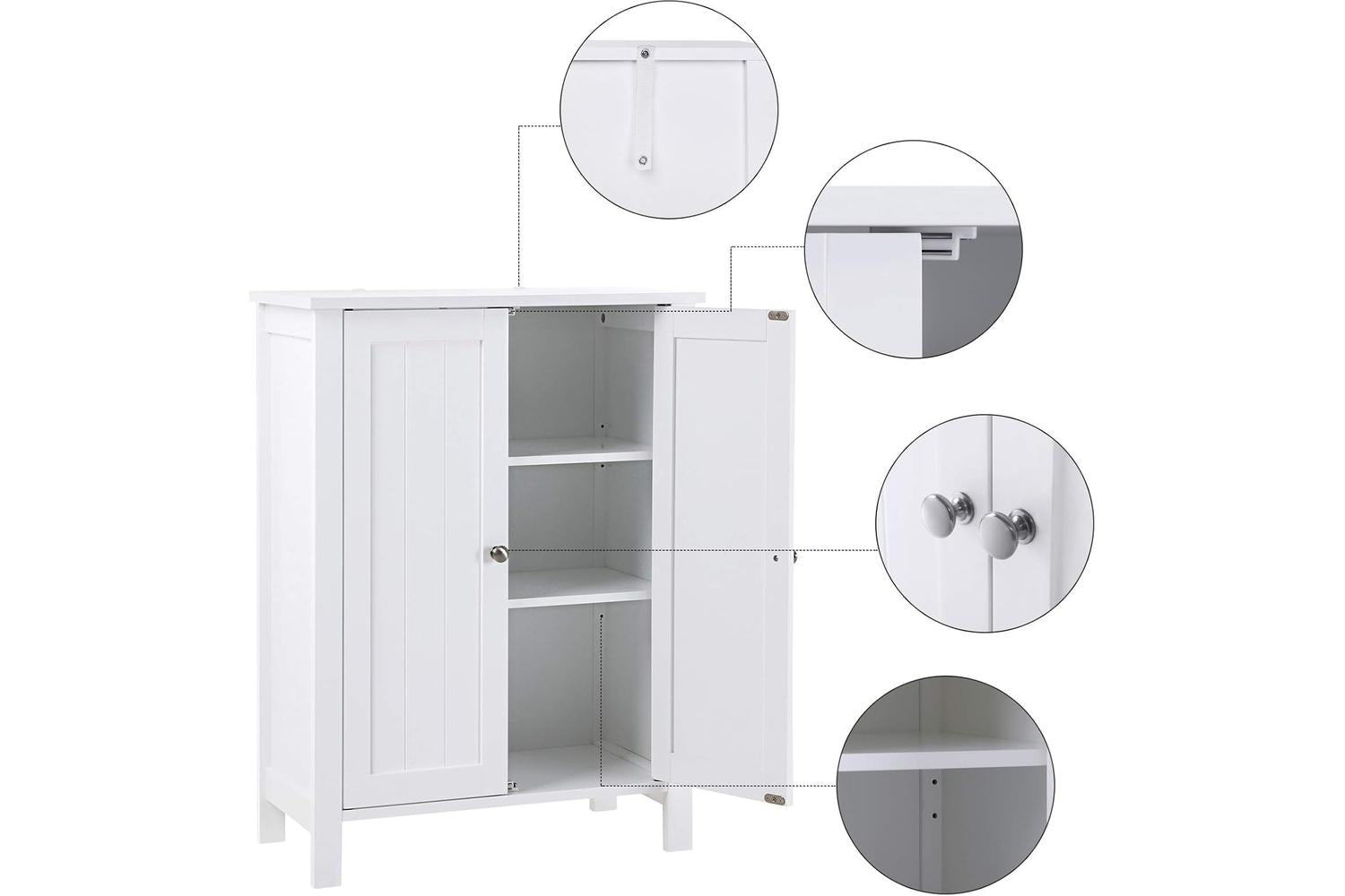 Vasagle  Floorstanding Bathroom Storage Sideboard | White-4