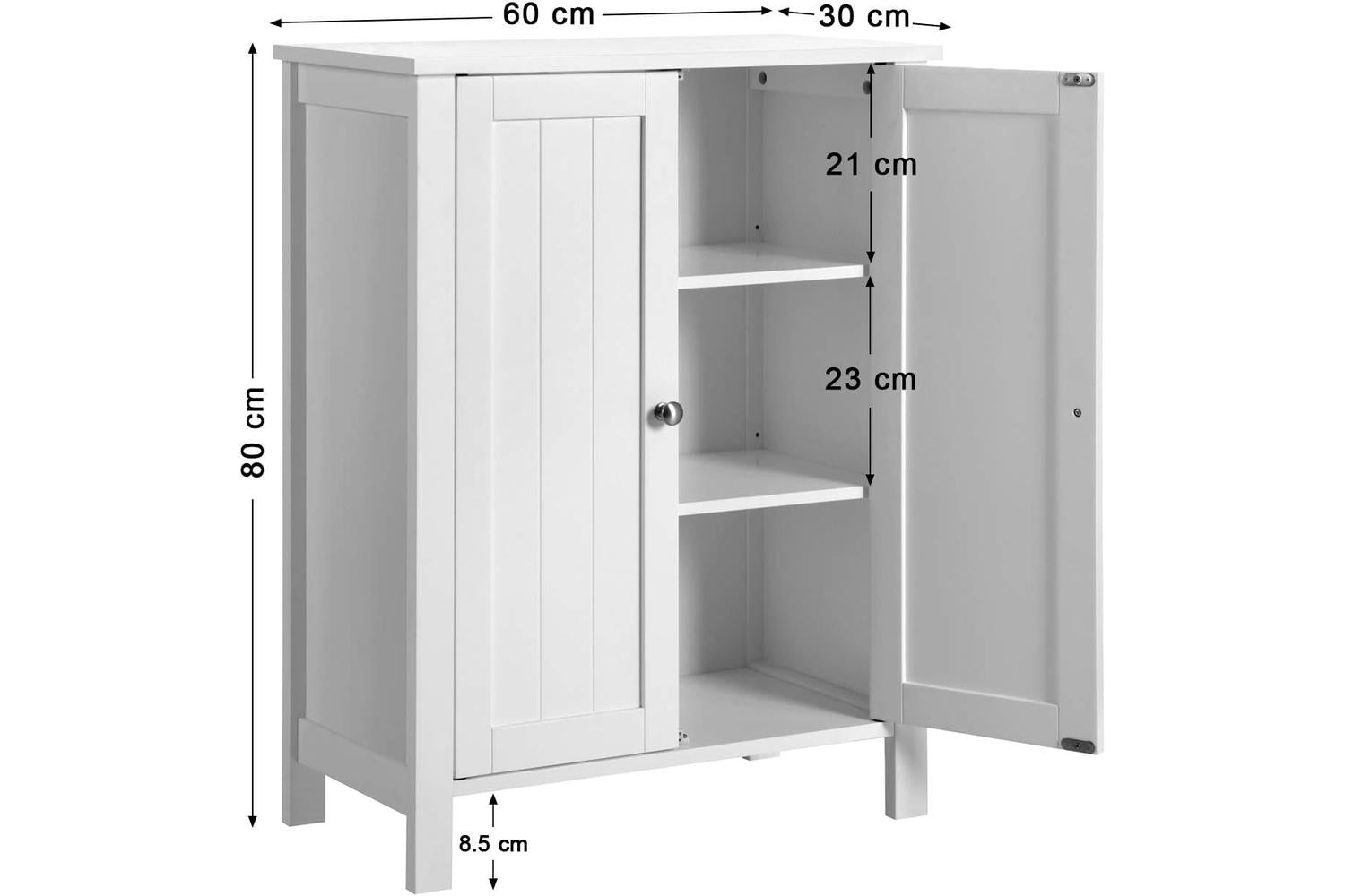 Vasagle  Floorstanding Bathroom Storage Sideboard | White-6