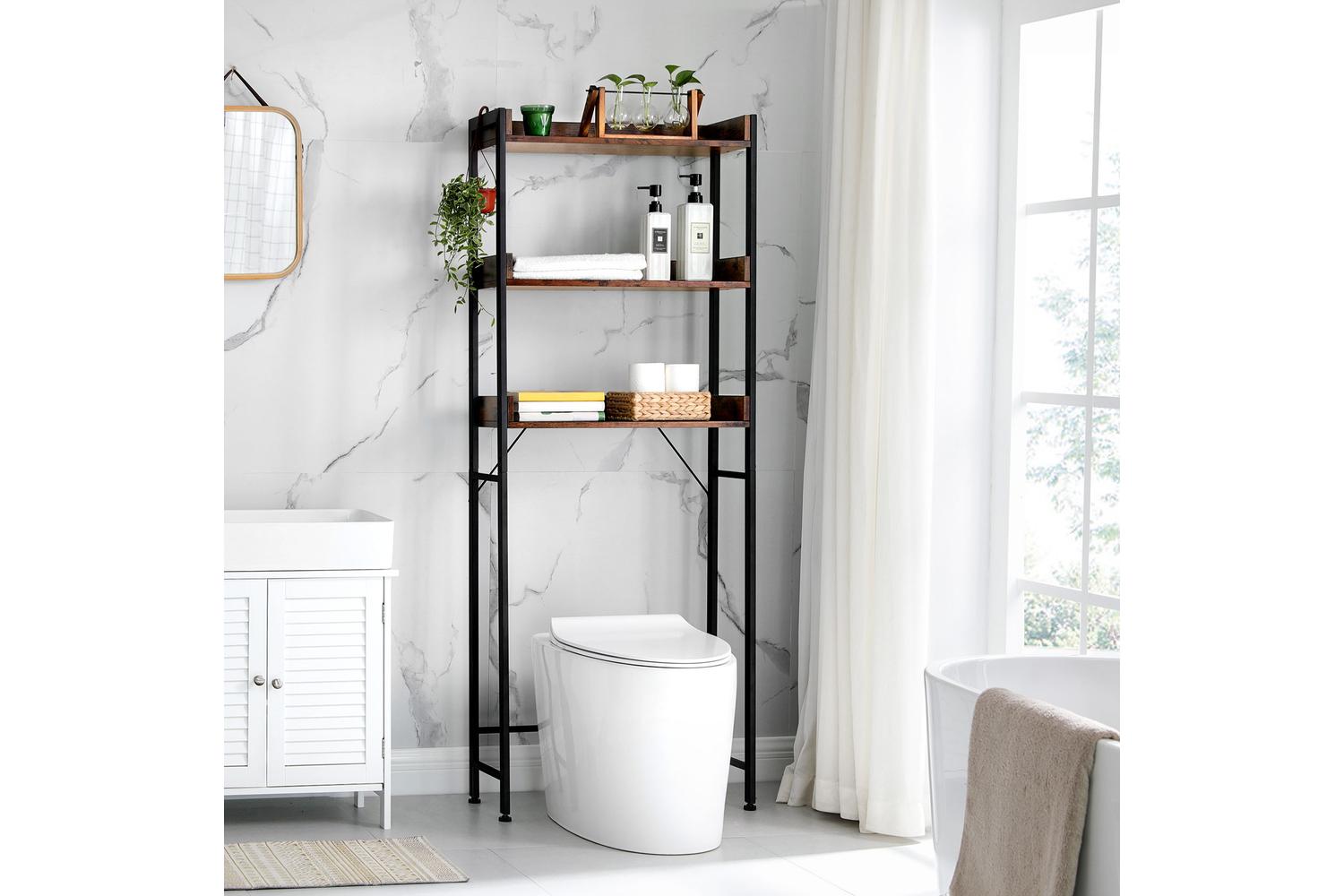 Vasagle Tall Bathroom Storage Shelf | Rustic Brown & Black-2