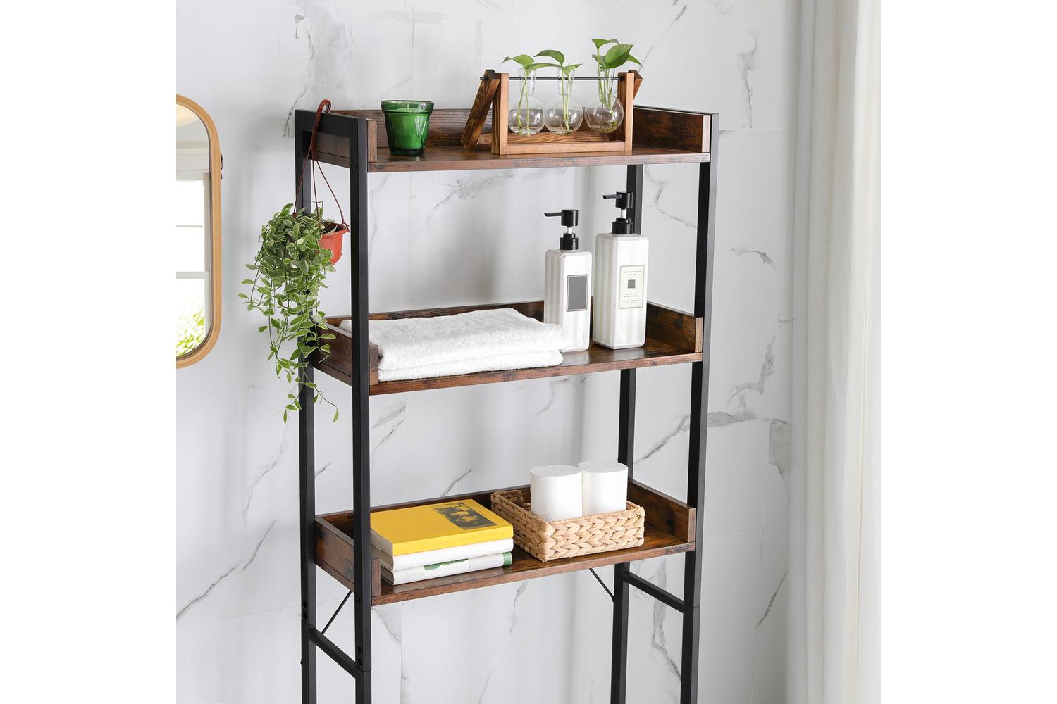 Vasagle Tall Bathroom Storage Shelf | Rustic Brown & Black-6