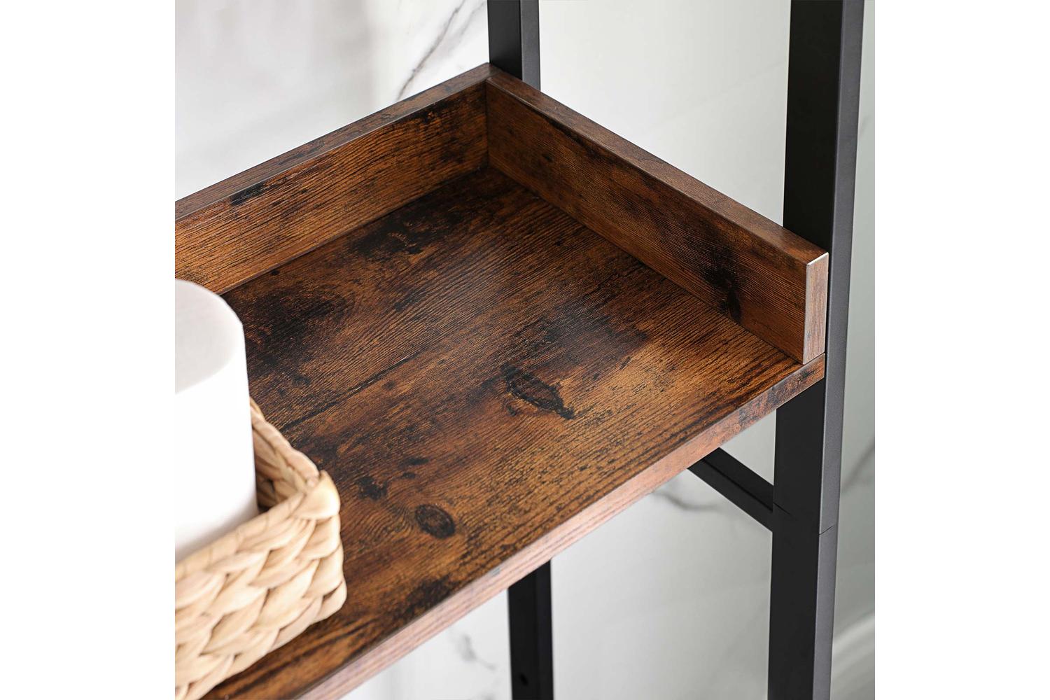 Vasagle Tall Bathroom Storage Shelf | Rustic Brown & Black-7