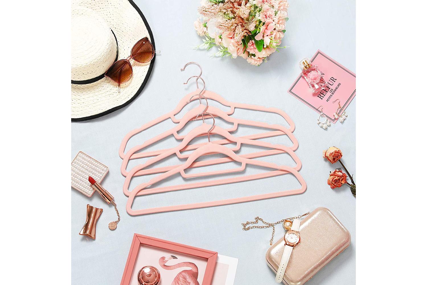 Songmics Velvet Clothes Hangers | Light Pink-4