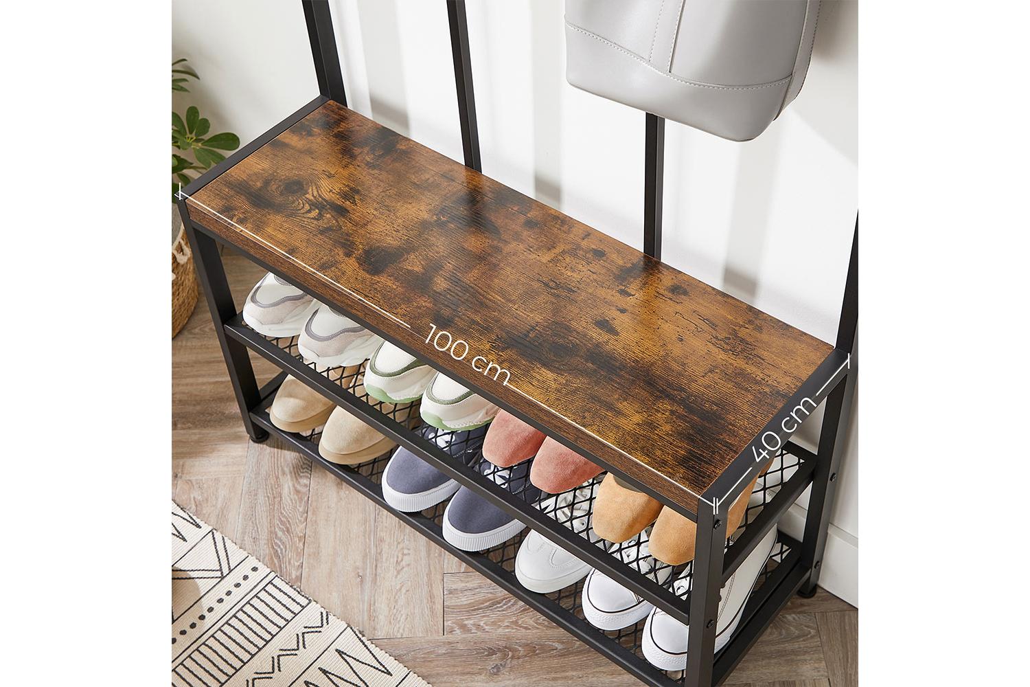 Vasagle Coat Rack Entryway Organizer | Rustic Brown & Black-5