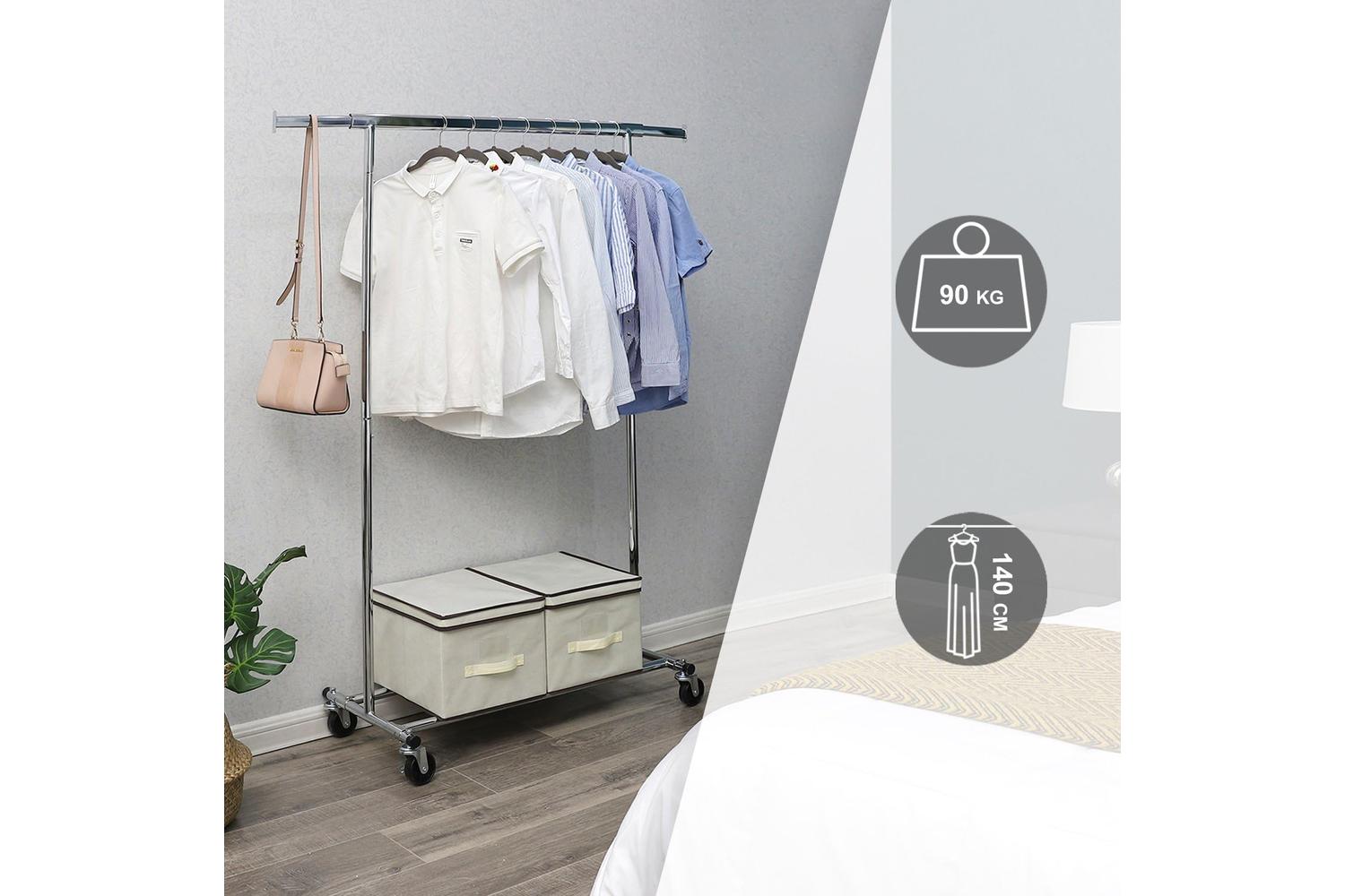 Songmics Clothes Rack with Shelf | Silver-3