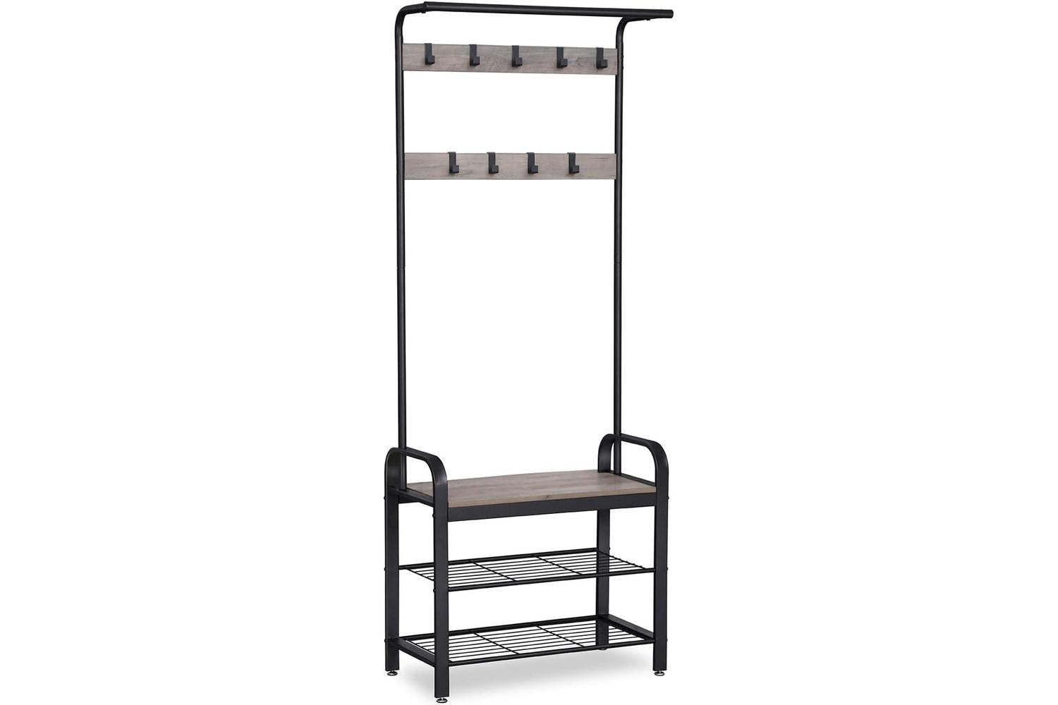 Vasagle Coat Rack Shoe Bench | Greige & Black
