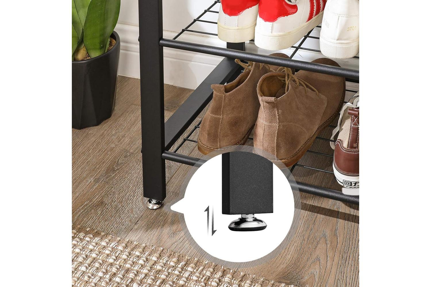Vasagle Coat Rack Shoe Bench | Greige & Black-7