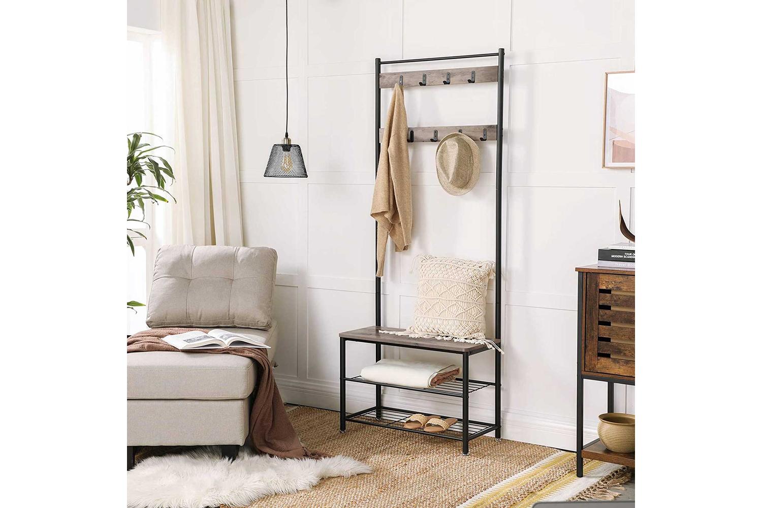 Vasagle Entryway Coat Rack | Greige & Black-3