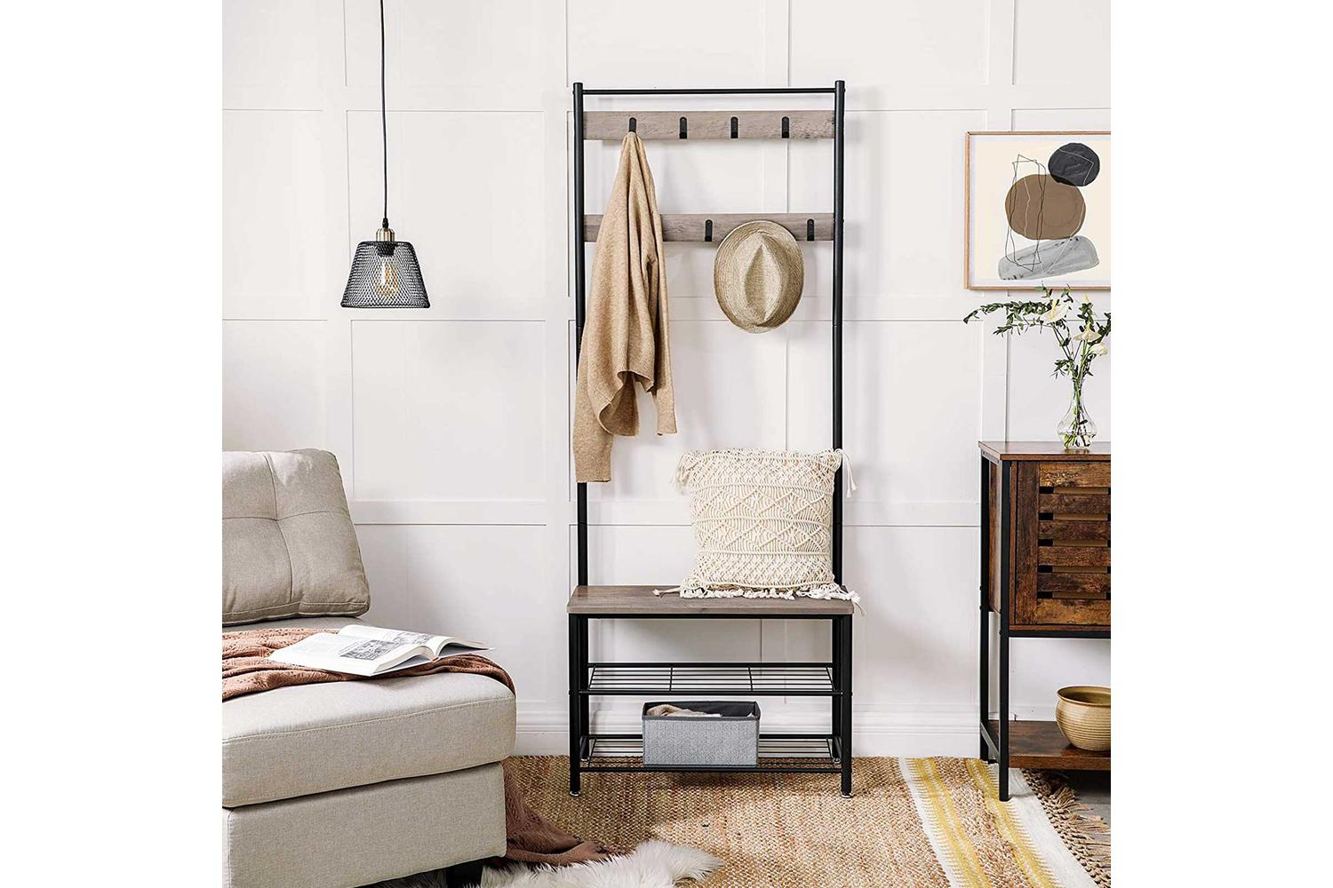 Vasagle Entryway Coat Rack | Greige & Black-4