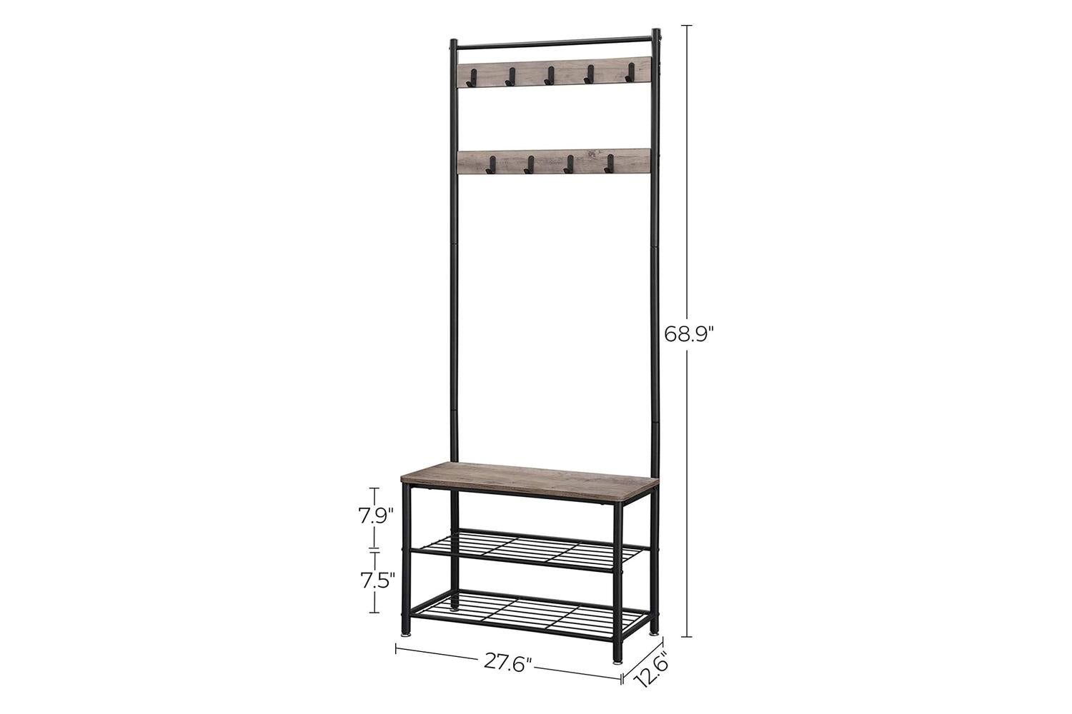 Vasagle Entryway Coat Rack | Greige & Black-7