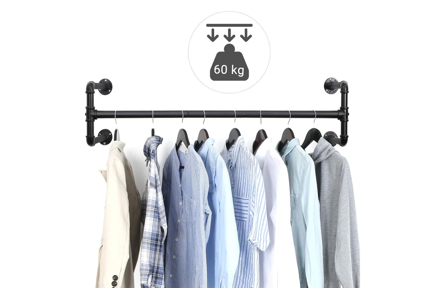 Songmics Set of 2 Black Wall-Mounted Clothes Rack | Black-2