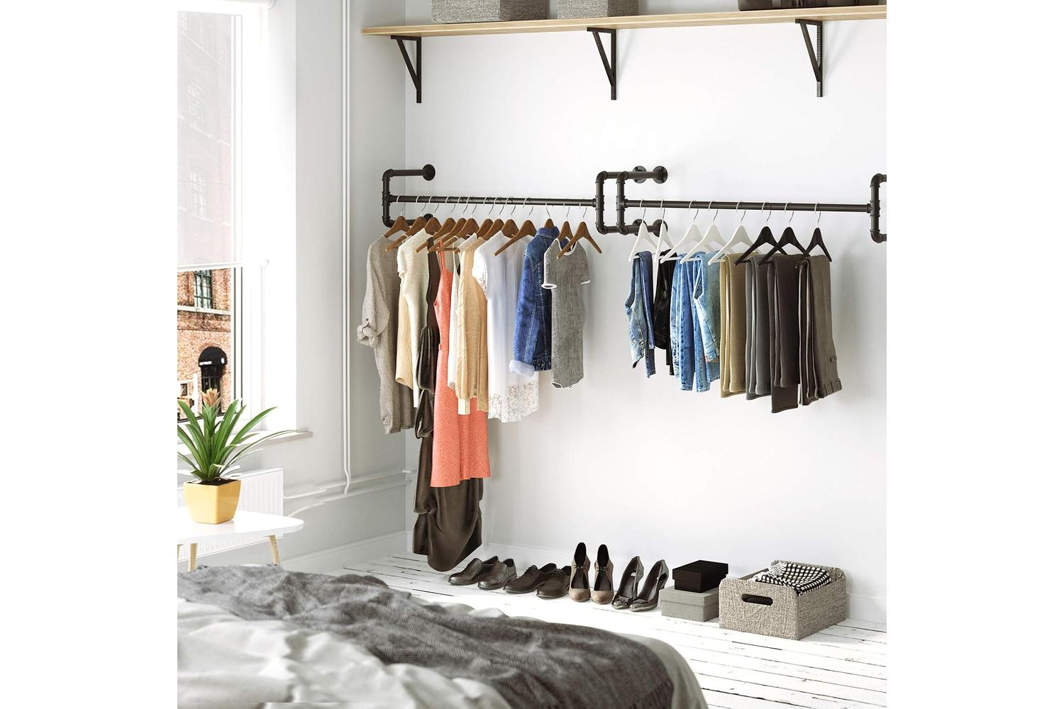 Songmics Set of 2 Black Wall-Mounted Clothes Rack | Black-3