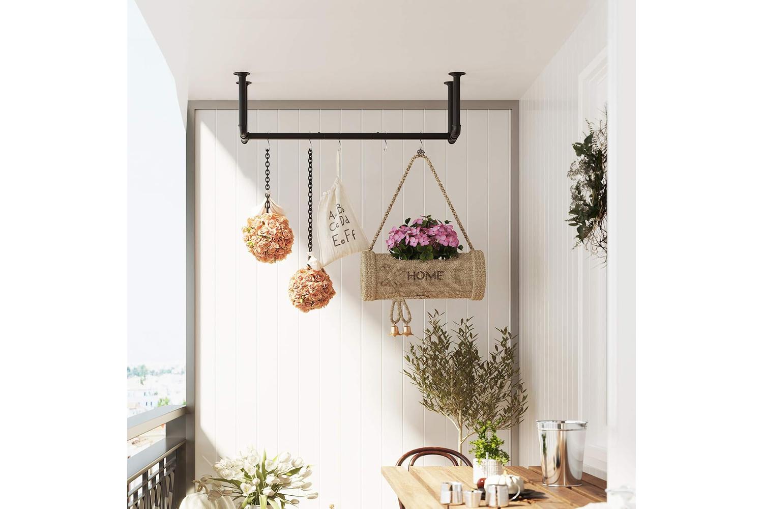 Songmics Set of 2 Black Wall-Mounted Clothes Rack | Black-6