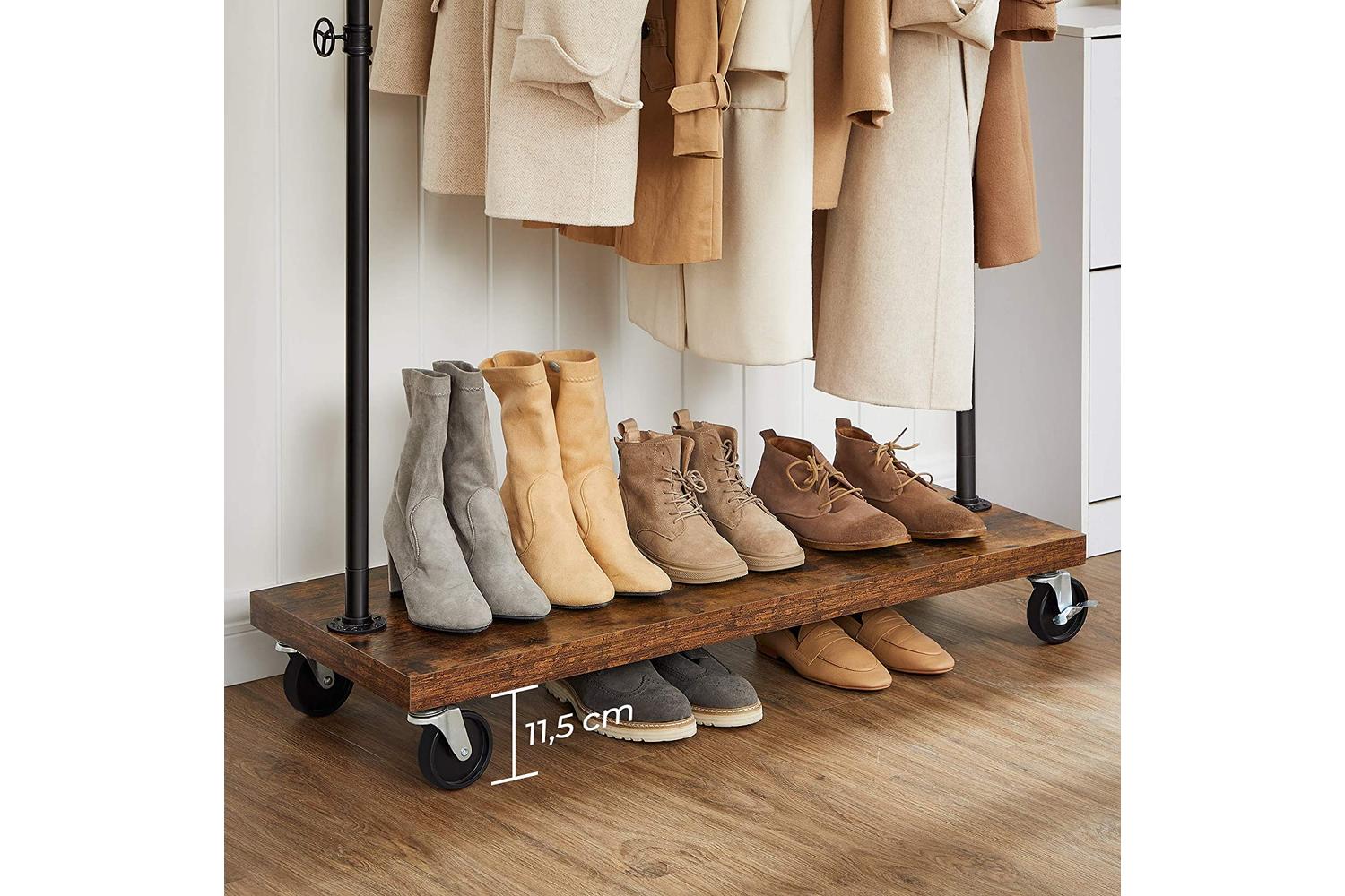 Vasagle Industrial Pipe Style Rolling Garment Rack with Shoe Shelf-6