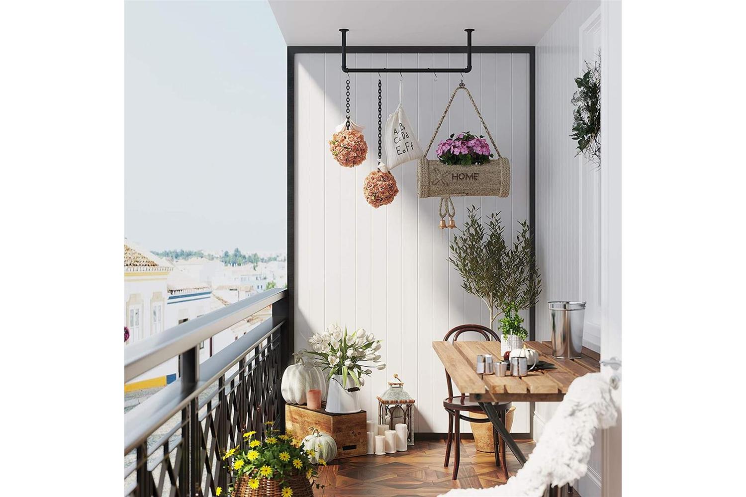 Songmics Wall Mounted Clothes Rack | Black-3
