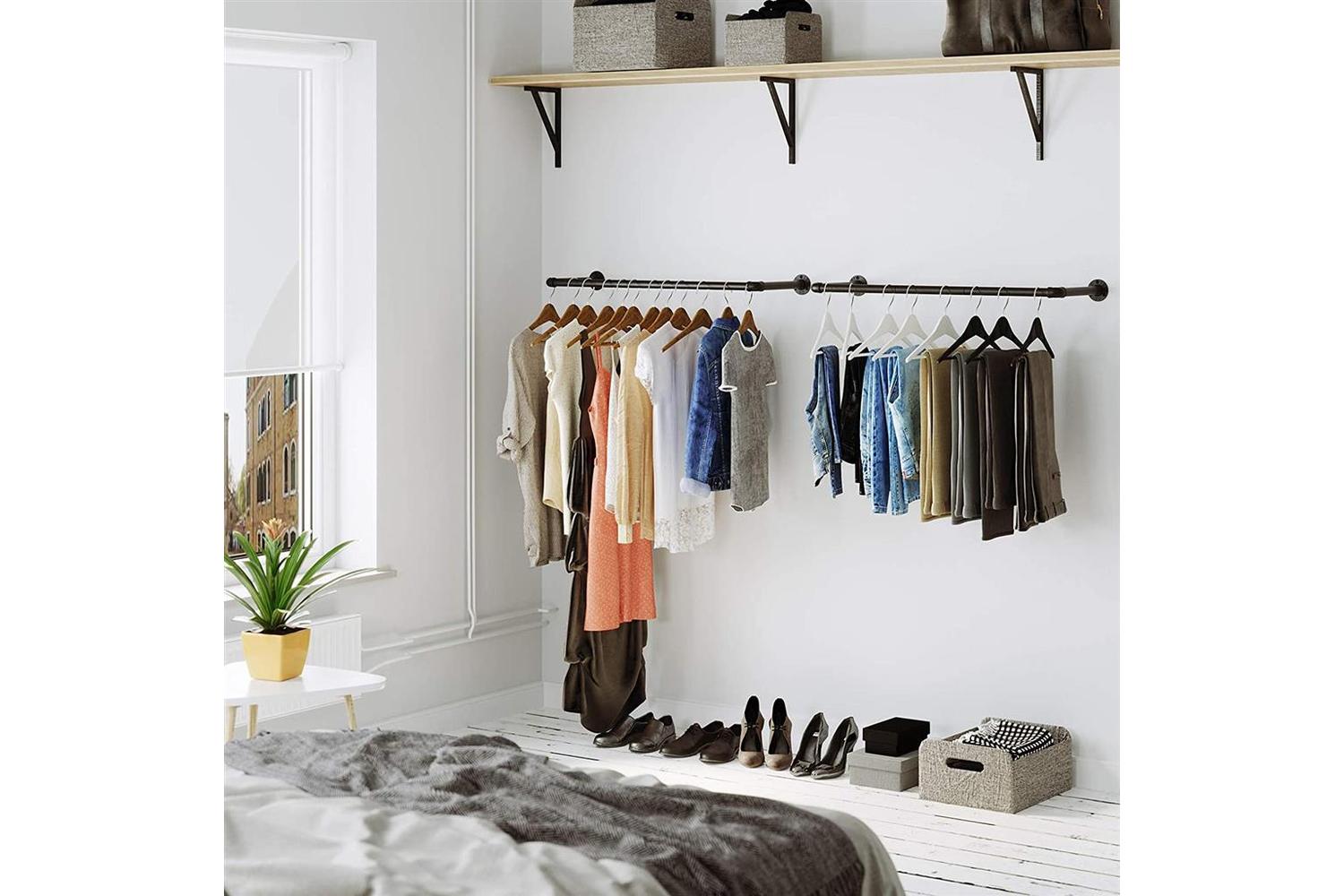 Songmics Wall Mounted Clothes Rack | Black-4
