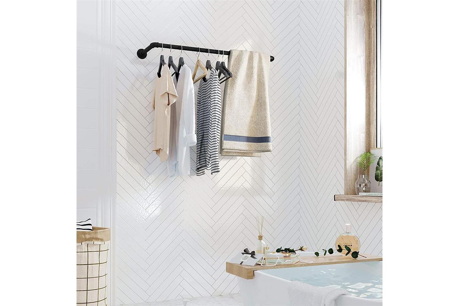 Songmics Wall Mounted Clothes Rack | Black-5