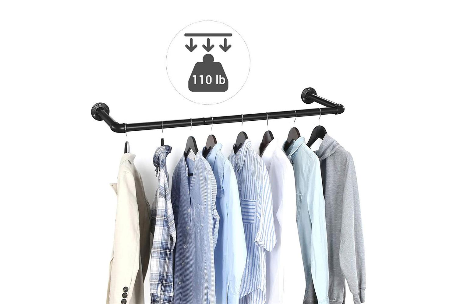 Songmics Wall Mounted Clothes Rack | Black-6