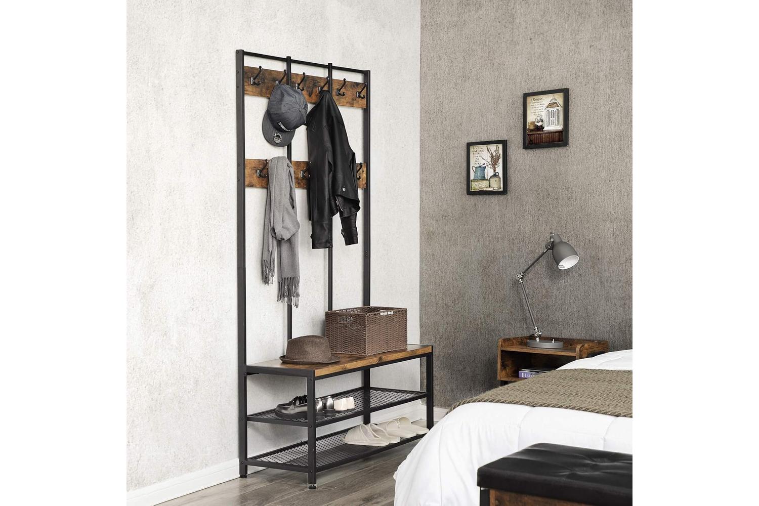 Vasagle Industrial Large Storage Coat Rack | Rustic Brown & Black-3