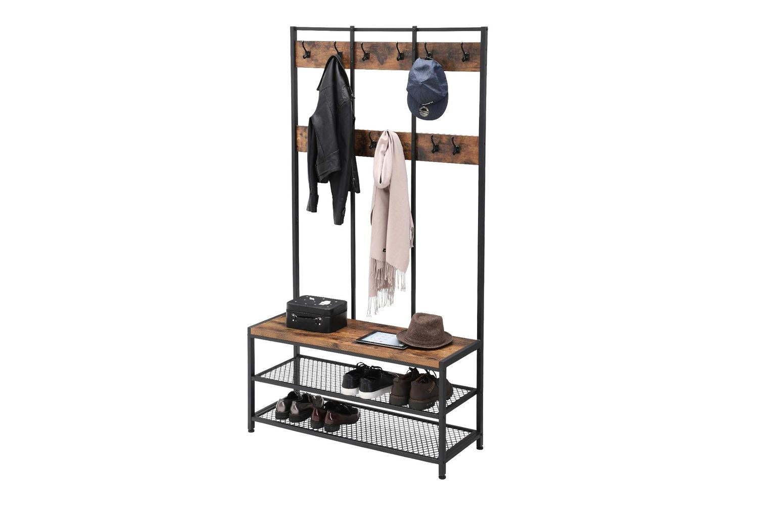 Vasagle Industrial Large Storage Coat Rack | Rustic Brown & Black-4