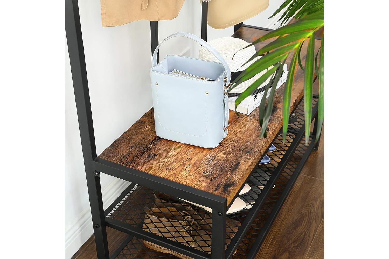 Vasagle Industrial Large Storage Coat Rack | Rustic Brown & Black-7