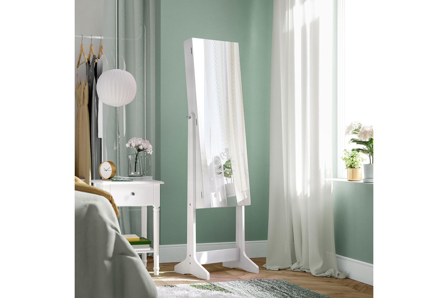 Songmics Freestanding Jewelry Cabinet Armoire with Mirror | White-4